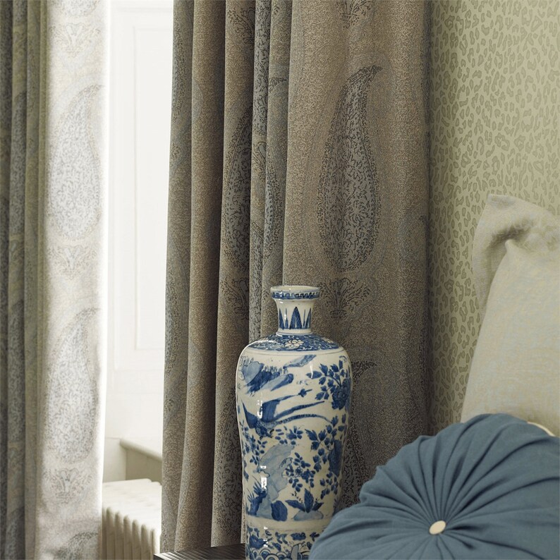 10 Yards Luxury Wool Paisley Fabric Zoffany Kashmir Biscuit Fabric 100