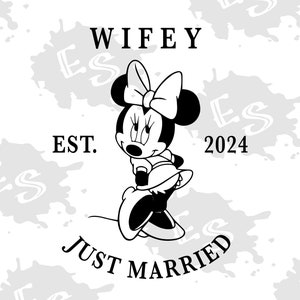 Just Married Minnie Wifey Est 2024 SVG + PNG + JPG Digitale Datei für Cricut oder Silhouette Sofort Download