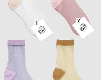 4 Pack set Women's Ankle See-Through Glitter Jacquard Socks w/gift pack