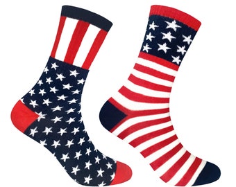 American Flag Crew Socks - Men's Patriotic Socks, Made in Korea (2 Pair Set)