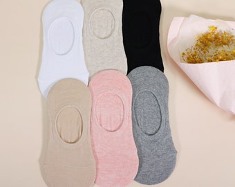 Women's No Show Cotton Socks 6 Pair Set – Non-Slip, Odor-Free, Scented (Gift Bag)
