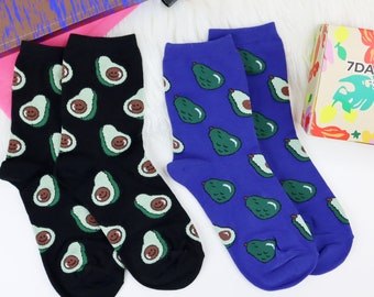2 Pack Women’s Crew Socks w/ Gift Bag | Variety Mix | Avocado, Fruity & Fun
