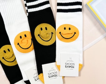 Combed Cotton Crew Socks – Women's Smile Pattern, 4-Pair Set