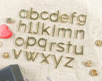 Gold Plated Lower Case Initial Pin, Personalized Brooch