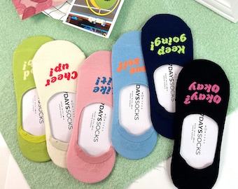 7DAYSSOCKS Women's No Show Cheer up Socks - 6 Pair Set w/ Gift Bag