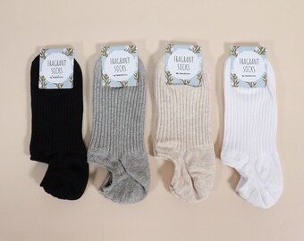Men's Fragrant No Show Socks – Ribbed Cotton Blend, 4-Pair Set with Gift Bag