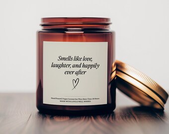 Smells Like Love, Laughter & Happily Ever After Candle, Engagement Gift, Engagement Gift for Couple, Newly Engaged Gift, Wedding Gift