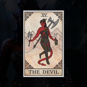 BG3 tarot card print  - KARLACH (the devil)