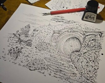 Dibujos a mano de Bolsón Cerrado - Arte de El Señor de los Anillos y El Hobbit