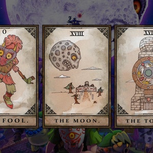 Set van 3 - Zelda Majora's Mask tarotkaartafdrukken