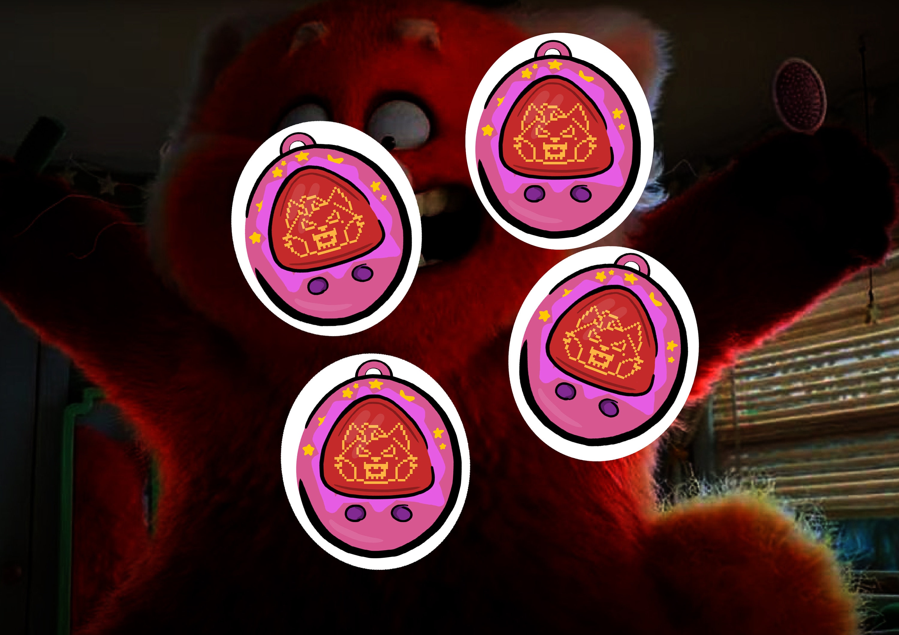 Turning Red Tamagotchi Sticker 4 PACK | Etsy
