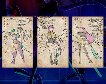 Paquete de 3 impresiones de arte tradicional coreano K-Pop