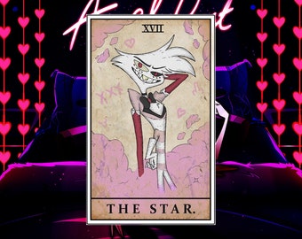 Lámina de la carta del tarot Angel Dust - Tarot de Hazbin (la estrella)