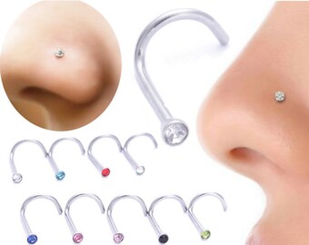 Nose Piercing for women or men nose rings OFFER! Many Colours Available body piercing Surgical Steel Crystal Nose Stud
