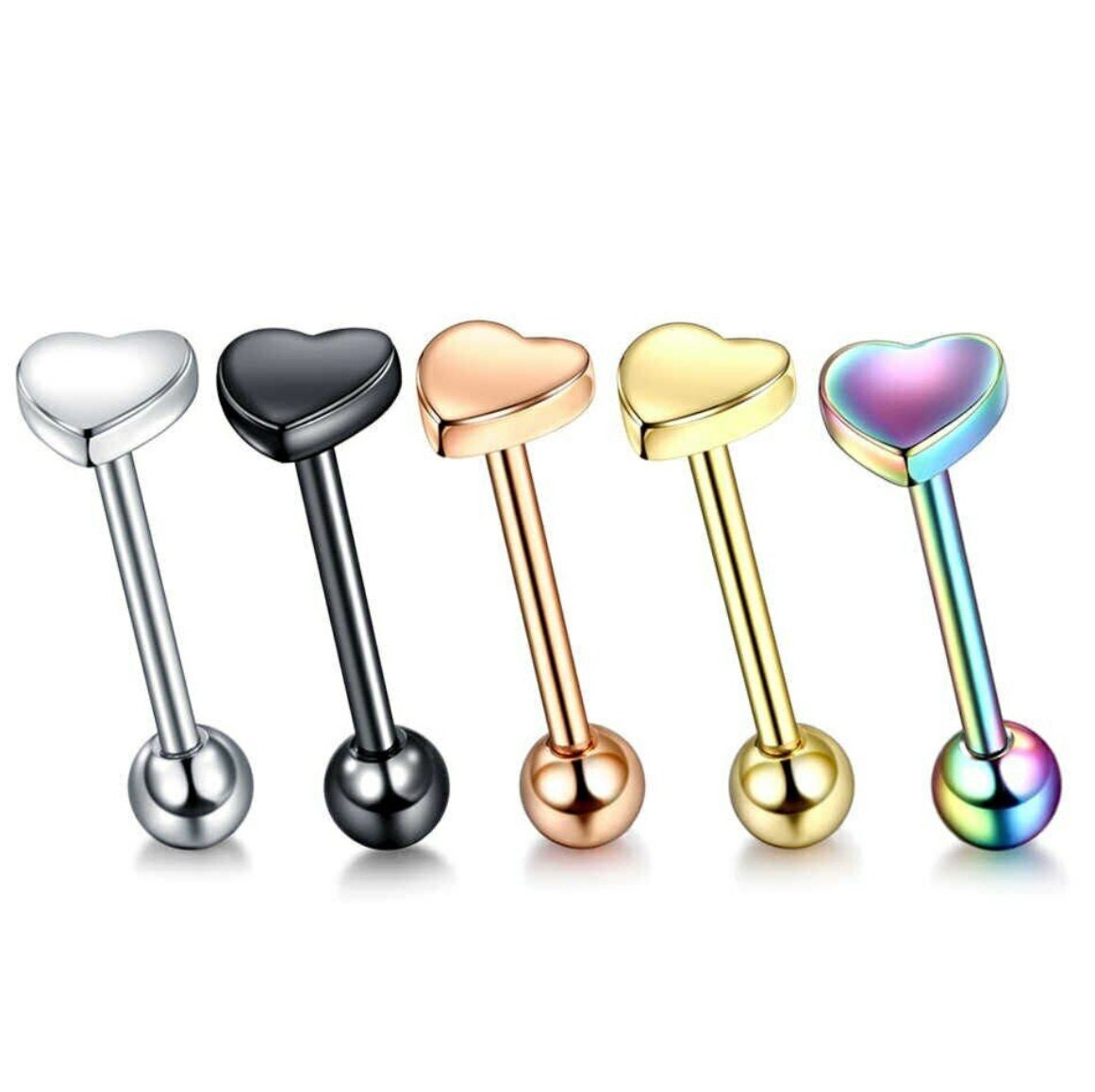 Heart Design Tongue Bar. Surgical Steel Tongue Piercing. Many Etsy