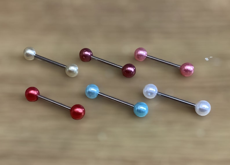 Pearl Design Tongue Bar. Tongue Piercing. Many Colours Available Etsy
