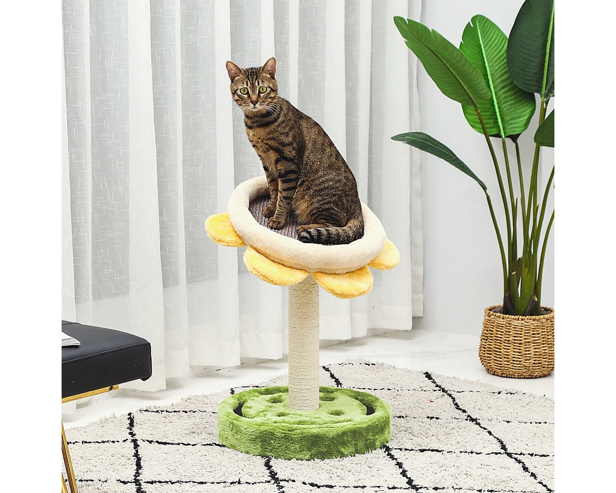 Cat Tree with Scratching Post Cat scratcher post with flower Etsy