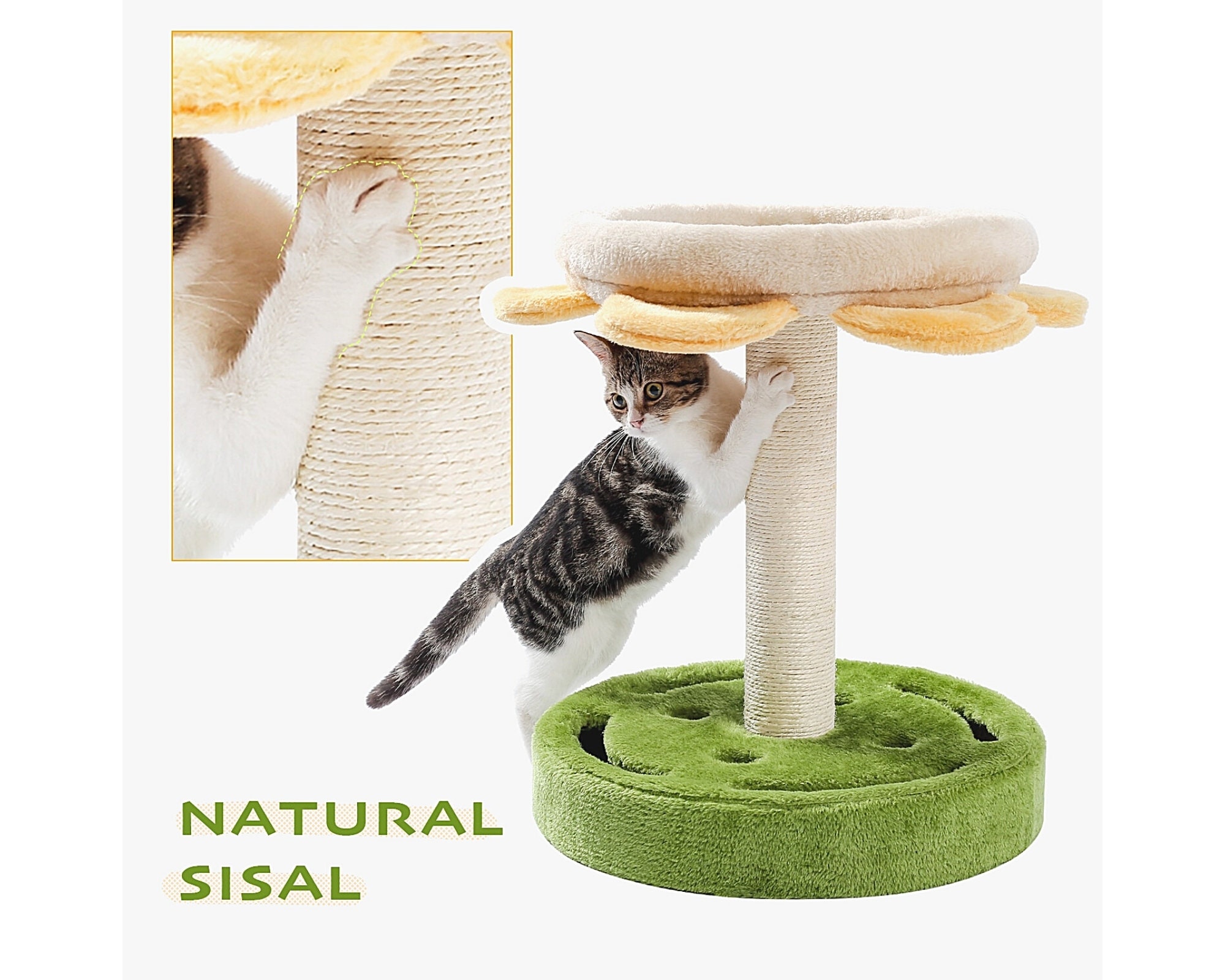 Cat Tree with Scratching Post Cat scratcher post with flower Etsy