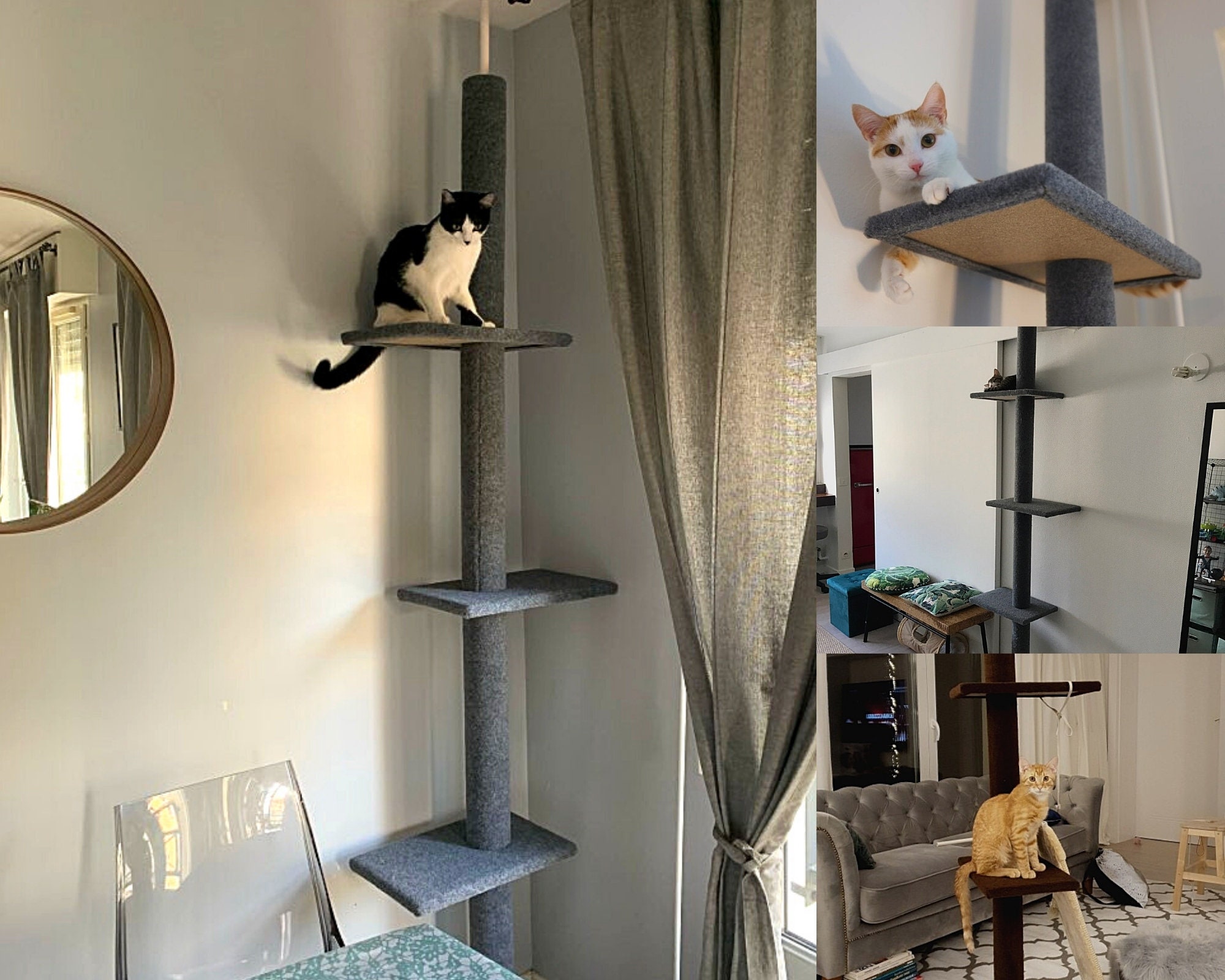 Floor to ceiling cat tower tall cat tower modern cat tree Etsy