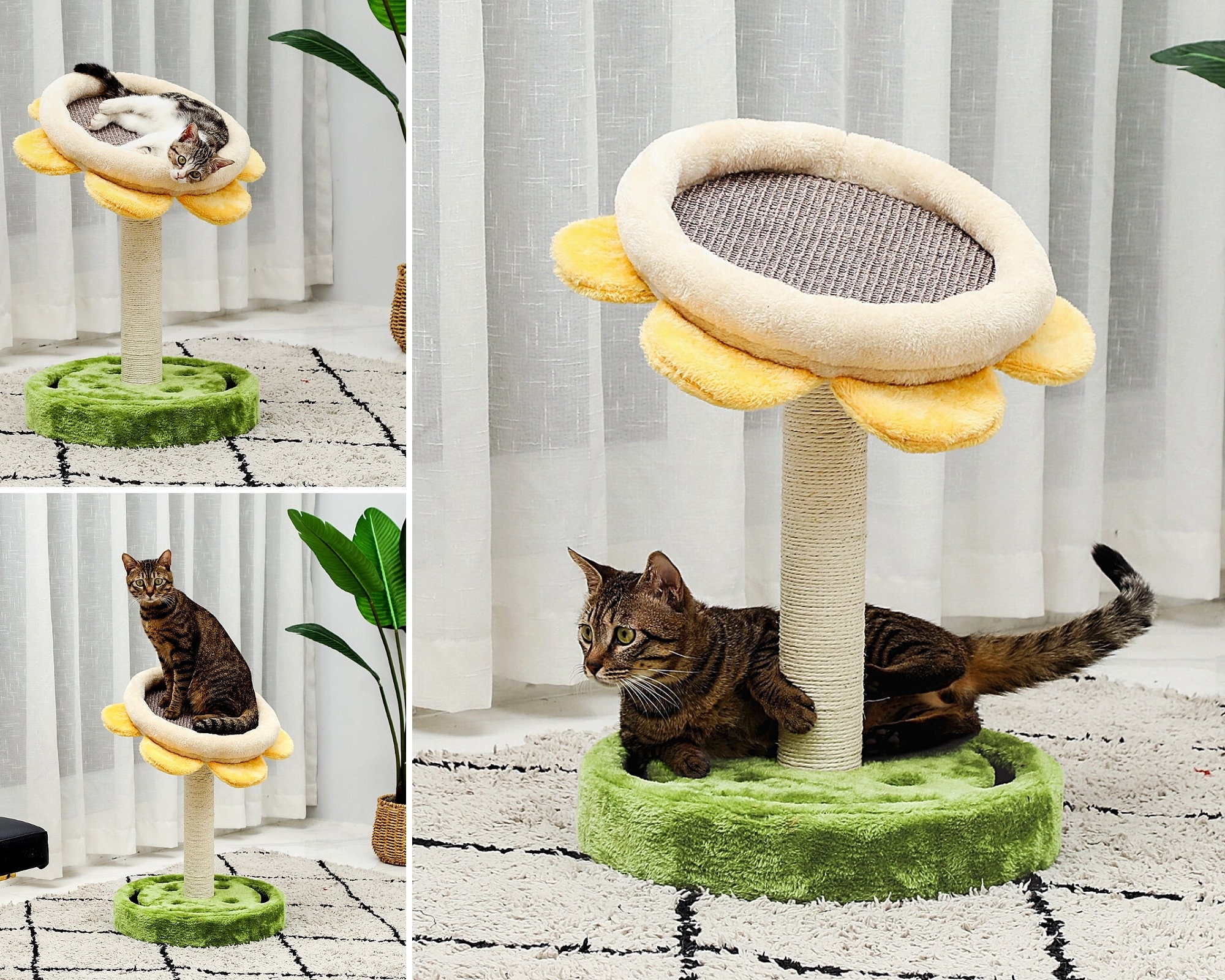Cat Tree with Scratching Post Cat scratcher post with flower Etsy