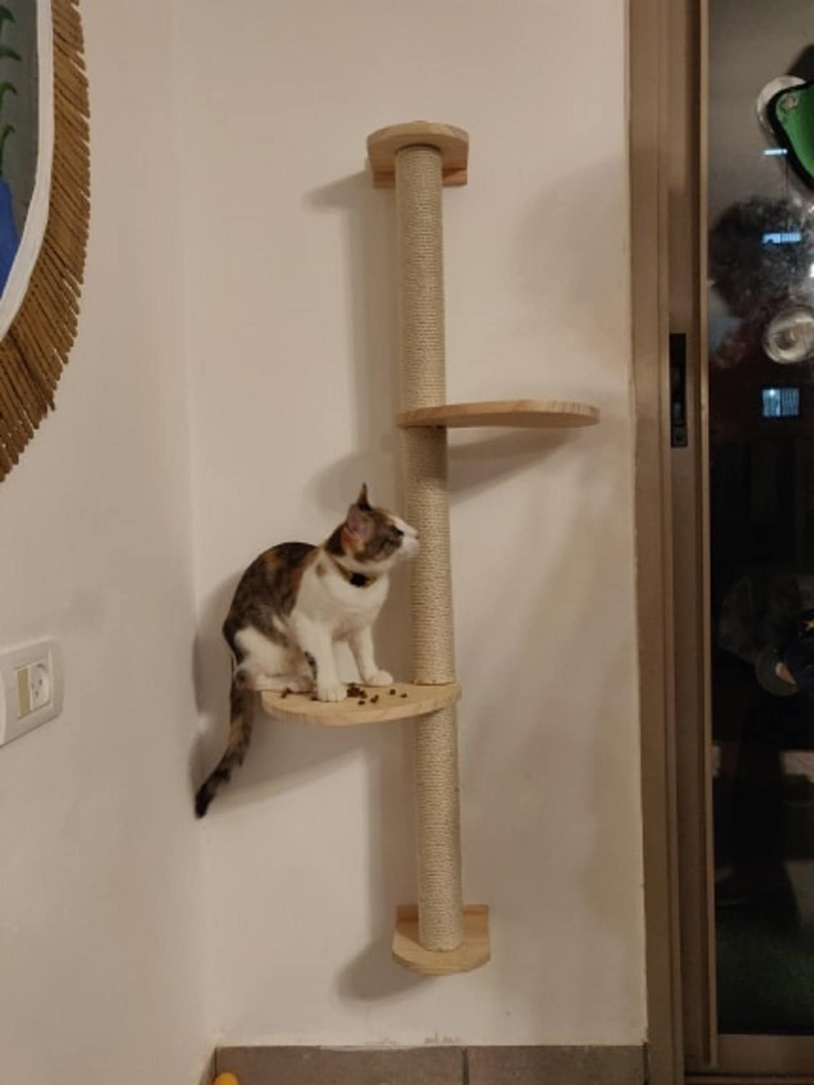 Wall Mounted Cat Scratching Post With Wooden Platform Cat Etsy wall-mounted-cat-scratching-post-with-wooden-platform-cat-etsy