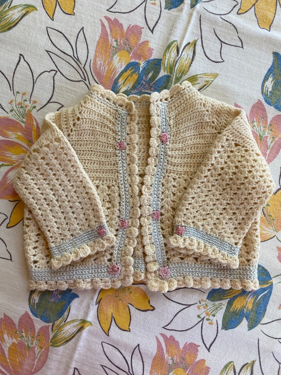 Baby’s Adorable Crochet Sweater, Handcrafted, Vint