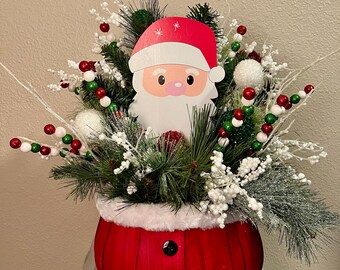 Large Whimsical Santa Inspired Christmas Floral Centerpiece
