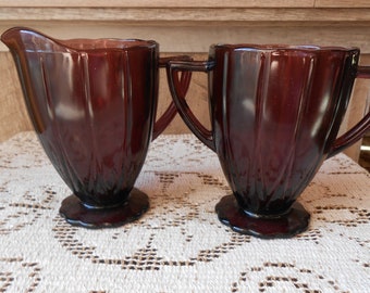 Vintage/Antique Amethyst set of Creamer and Sugar Set