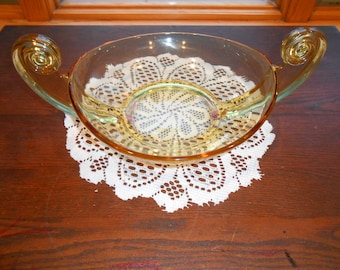 Vintage / ámbar ámbar vidrio de la fruta compote