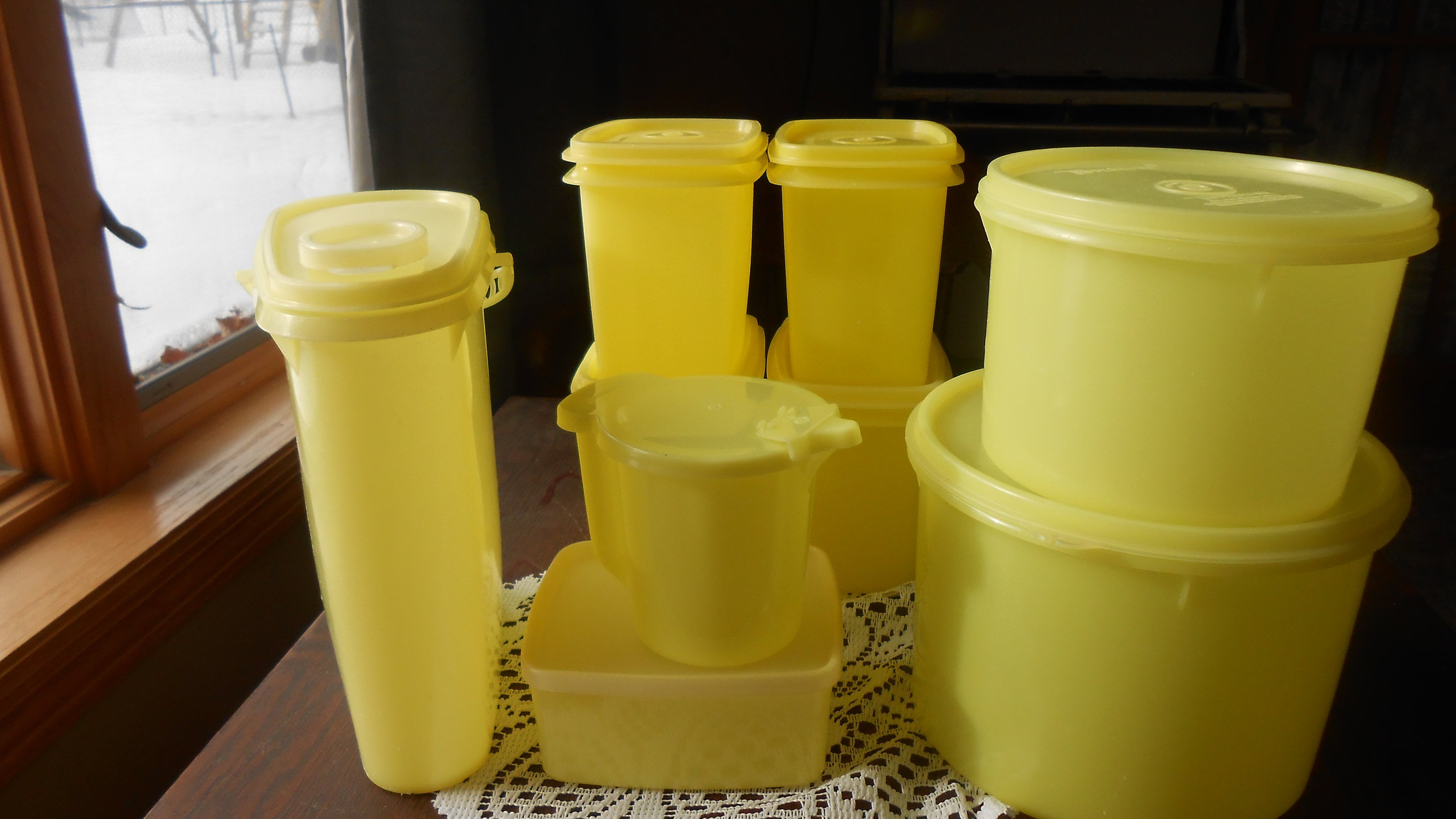 Large Lot of Vintage Yellow Tupperware 9 Pieces all with Lids Etsy