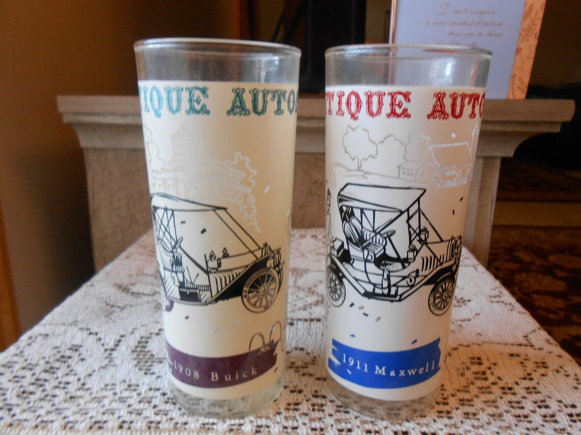 Vintage Set of 6 Antique Auto Drinking Glasses - Etsy