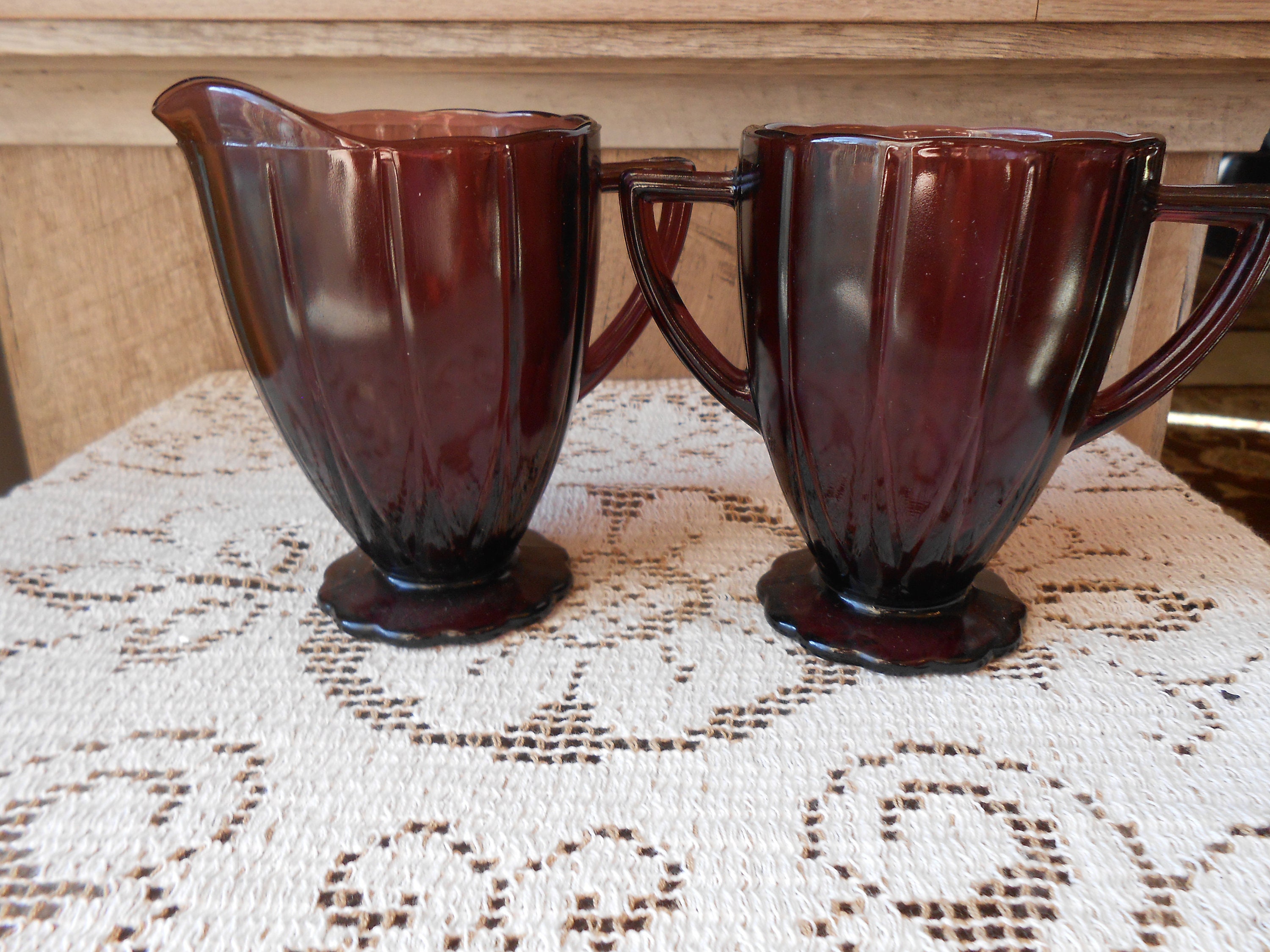 Vintage/antique Amethyst Set of Creamer and Sugar Set - Etsy