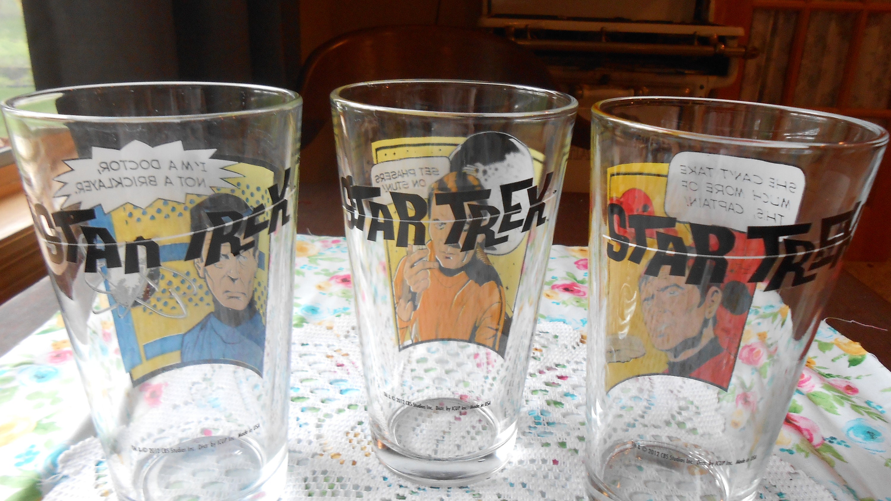 Vintage set of 3 Star Trek Glasses CBS Studios Etsy