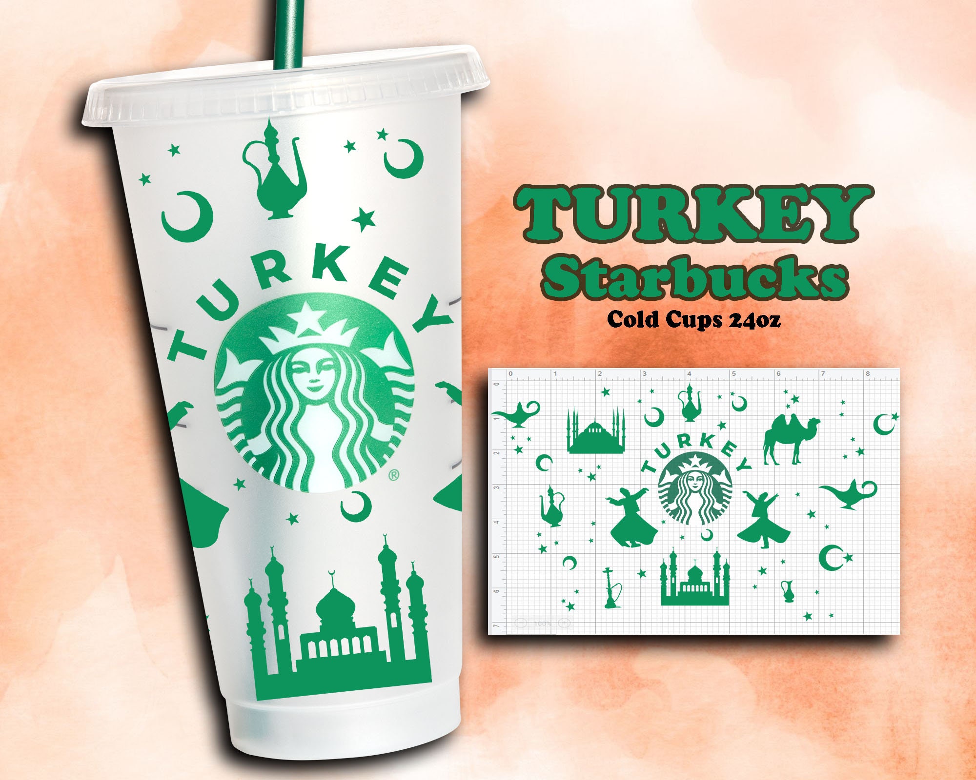 Turkey Starbucks Cup Turkey Coffee SVG Bundle Turkey svg Etsy