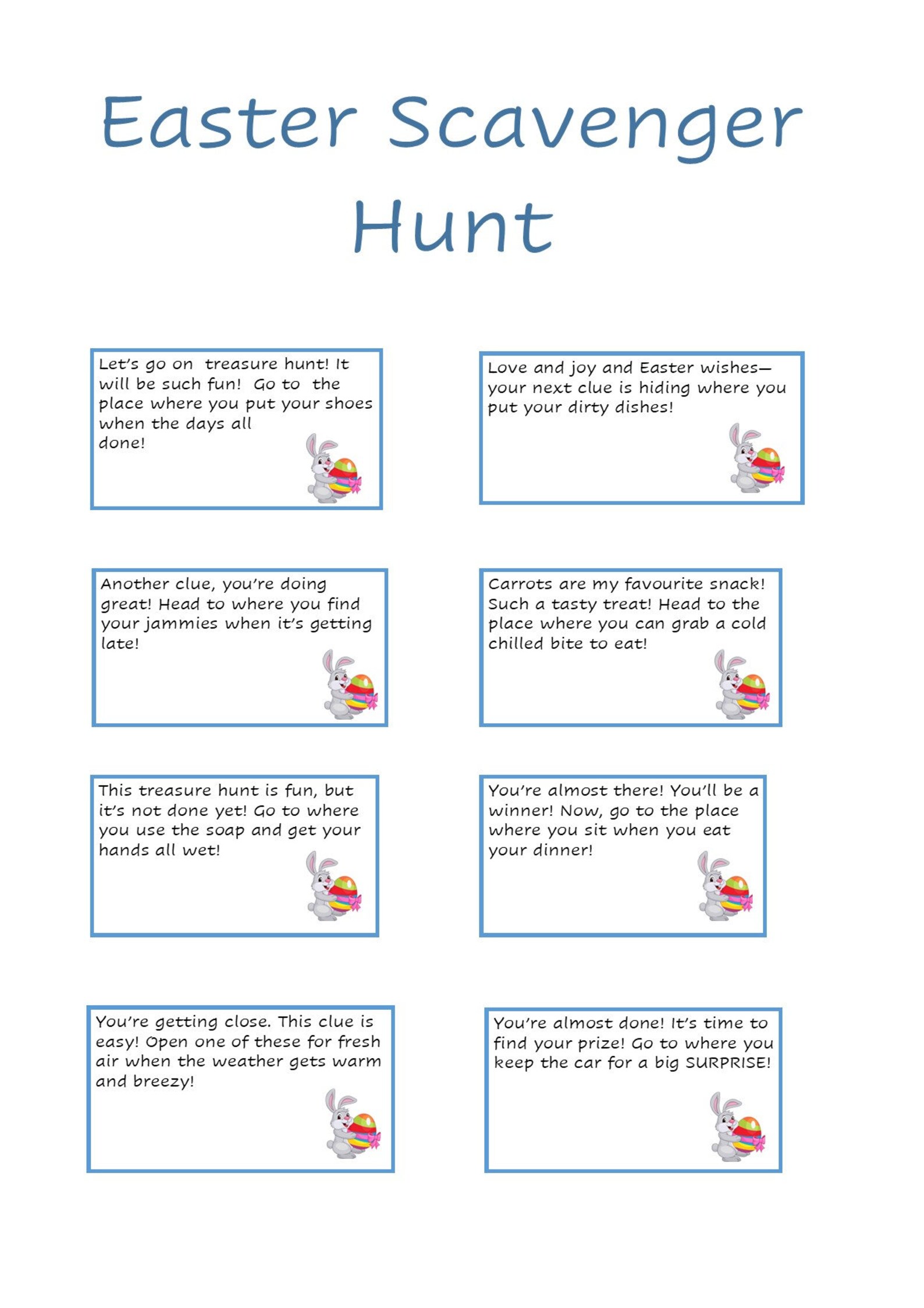 Easter Scavenger Hunt Etsy