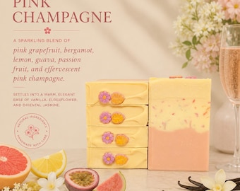 Pink Champagne Soap | Passion Fruit, Guava, Grapefruit Fragrance, Vegan Bar
