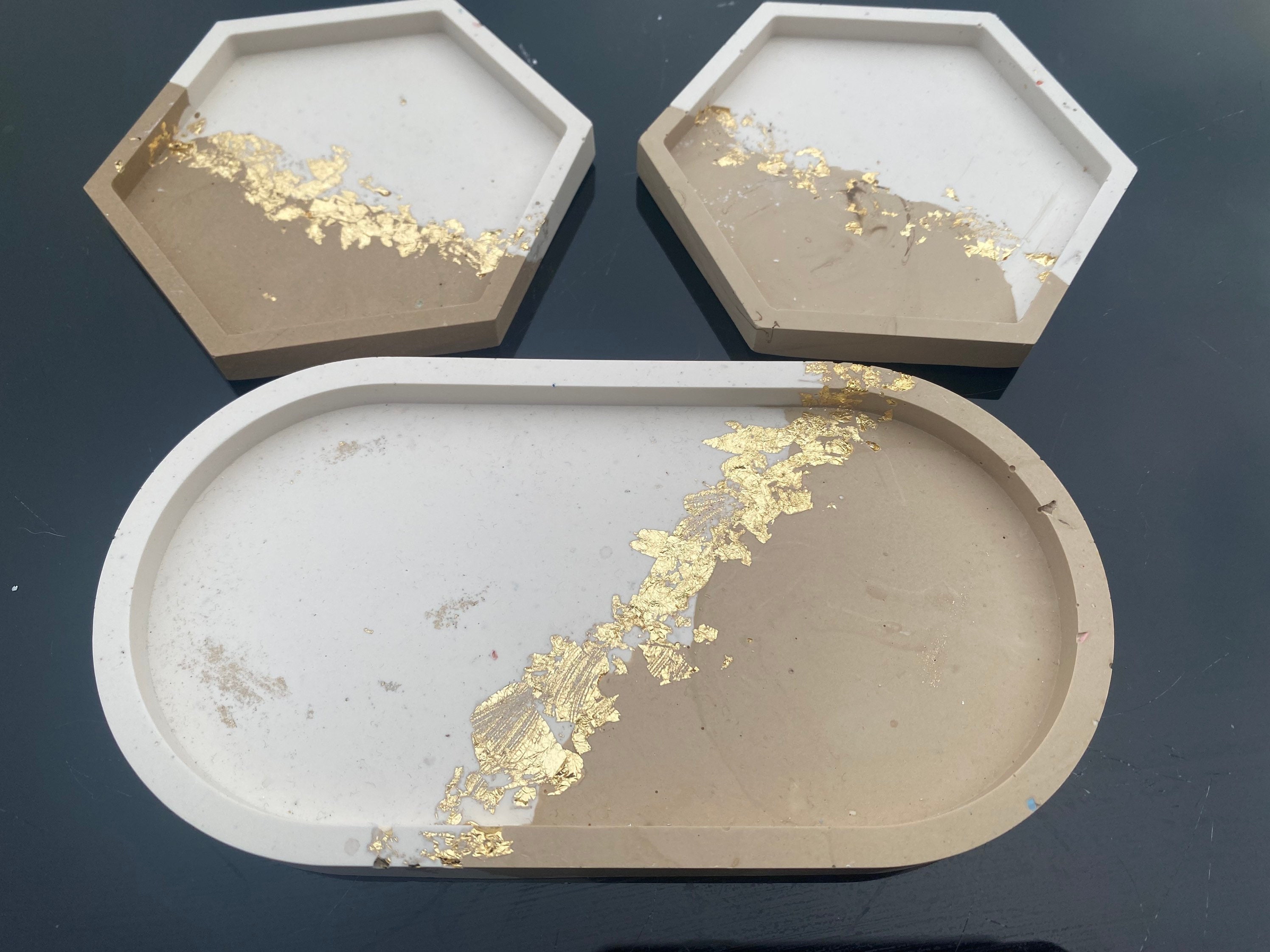 Jesmonite coaster and tray set Etsy