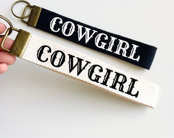 Cowgirl Wristlet Keychain: Country Western Key Fob