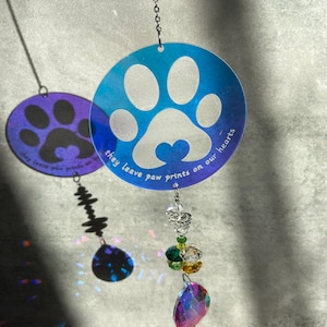 Pet Loss Crystal Suncatcher, Dog Remembrance Gift, Pet Grief Sun Catcher, Rainbow Bridge, Pet Memorial Window Hanging Crystals Suncatcher