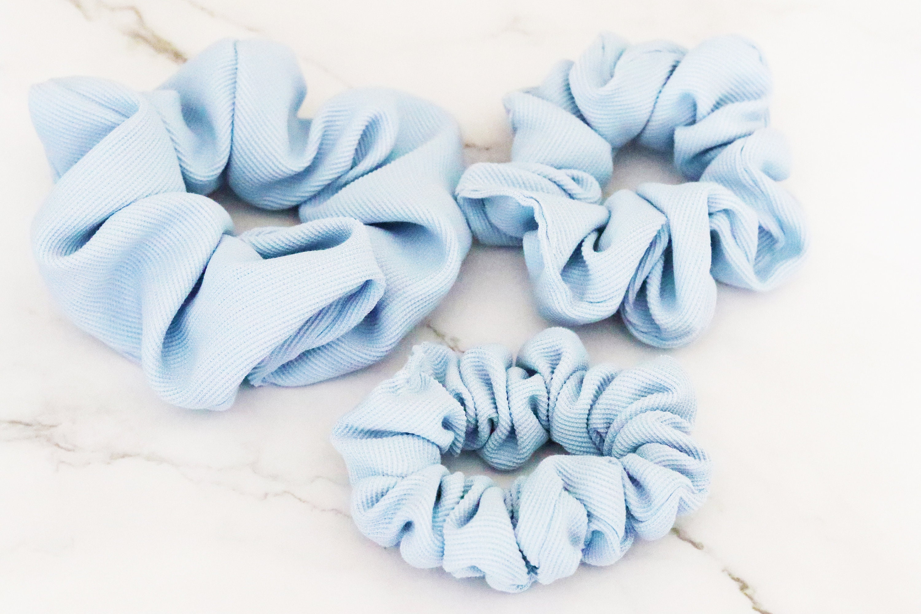 light blue scrunchies