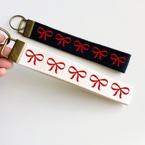 Coquette Bow Keychain: Personalized Cotton Wristlet Key Fob