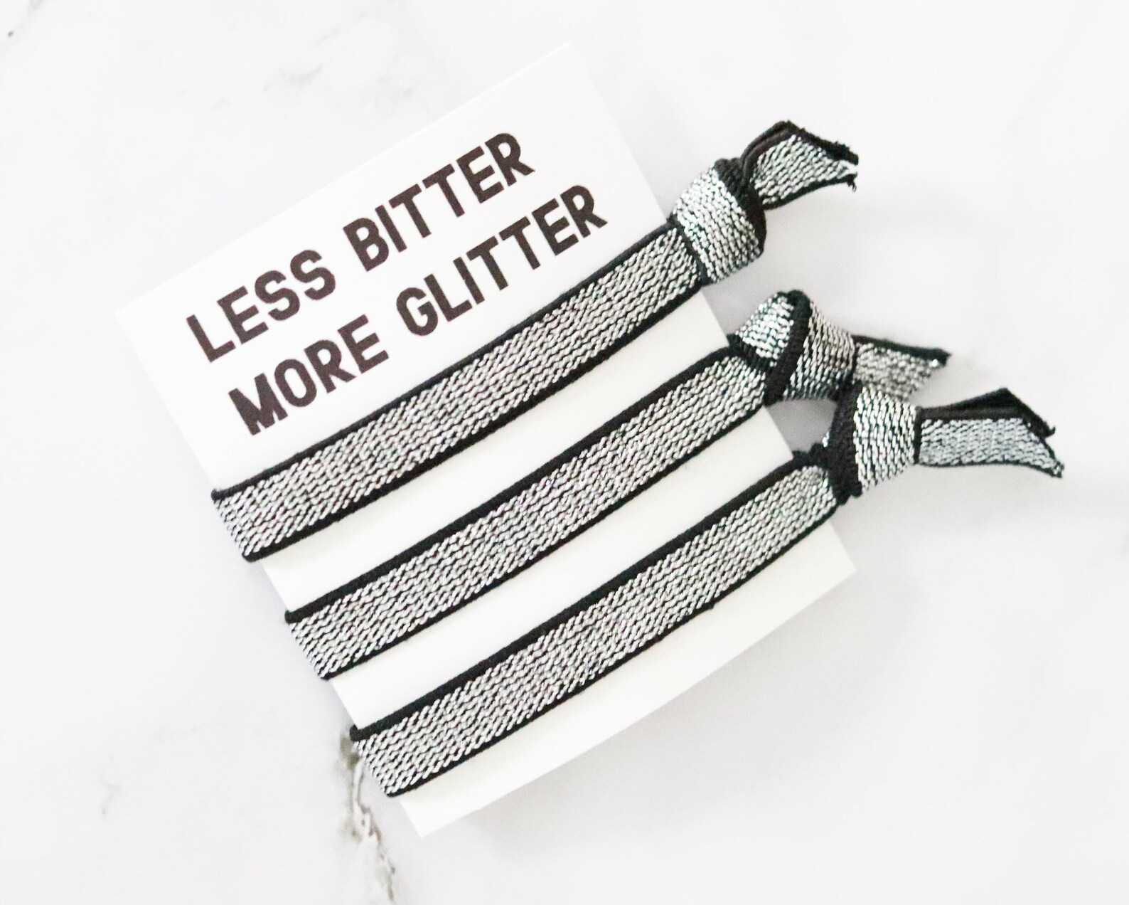 Glitter Hair Elastics Black Silver Sparkly Hairbands Etsy
