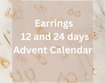 Earrings Jewelry 12 and 24 Days Advent Calendar, Christmas Countdown, 12 days of Christmas, Teen Advent Calendar, Christmas Advent Calendar