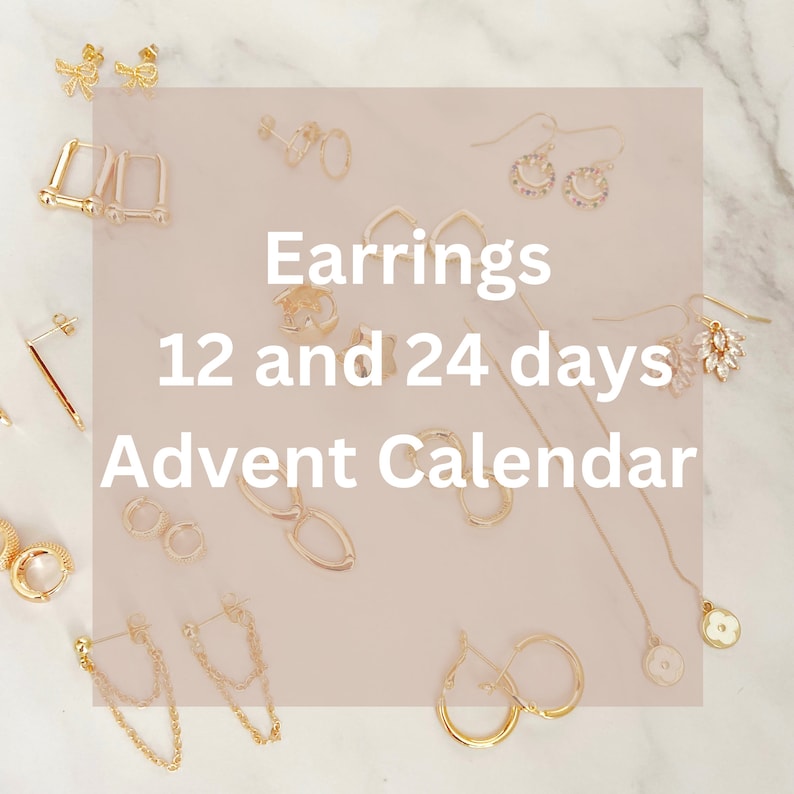 Earrings Jewelry 12 and 24 Days Advent Calendar, Christmas Countdown, 12 days of Christmas, Teen Advent Calendar, Christmas Advent Calendar image 1
