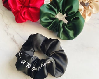 Personalised Quote Scrunchie Custom Name Satin Scrunchies Personalized Word Initial Number Letter Hair Soft Satin Personalised Scrunchie