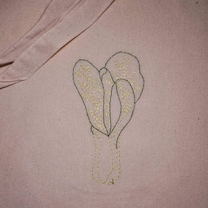 Bok choy Hand embroidered Organic Tote Bag