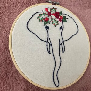 Elephant Hand Embroidered Wall Art