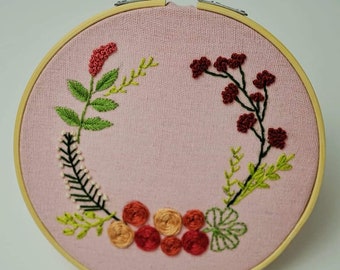 Floral Hand Embroidered Hoop Art