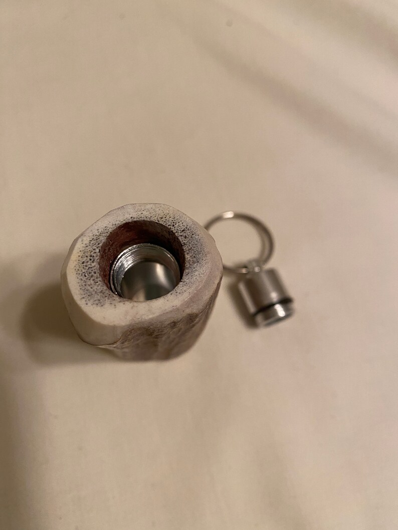 Whitetail Antler Pill Container Keyring