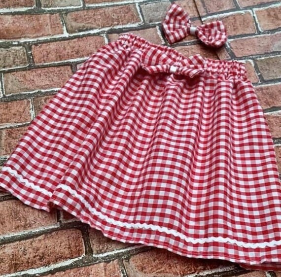 Gingham school skirt clearance red